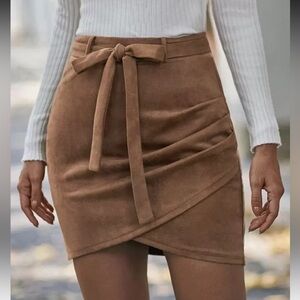 NWOT Faux Suede Tie Waist Skirt
